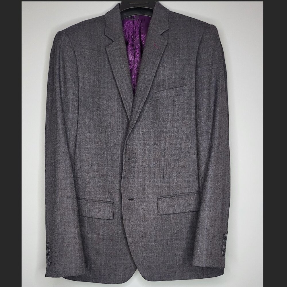 Dark Grey Suit with Purple Lining (3 pierce)